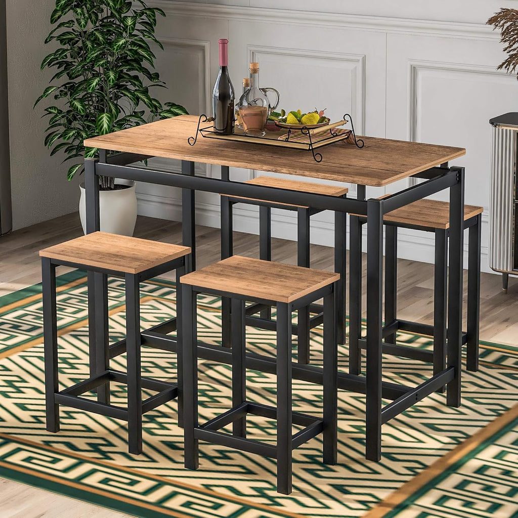5 Piece Dining Table Set with 4 Chairs Oak E30818