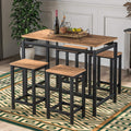 5 Piece Dining Table Set with 4 Chairs Oak E30818