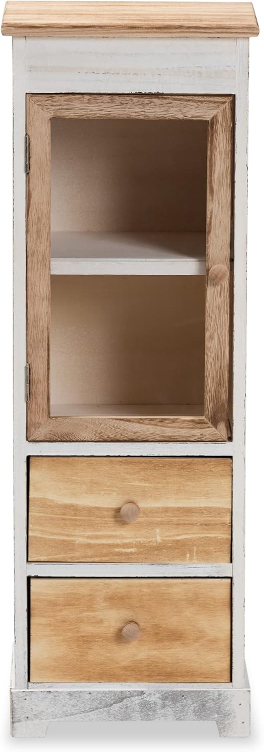 Oak Brown Antique White Shelving and Cabinets L6574