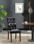 Set Of 2 Dining Chairs With Tall Backs, Button Tufted PU Leather Upholstery And Rubberwood Legs P69976