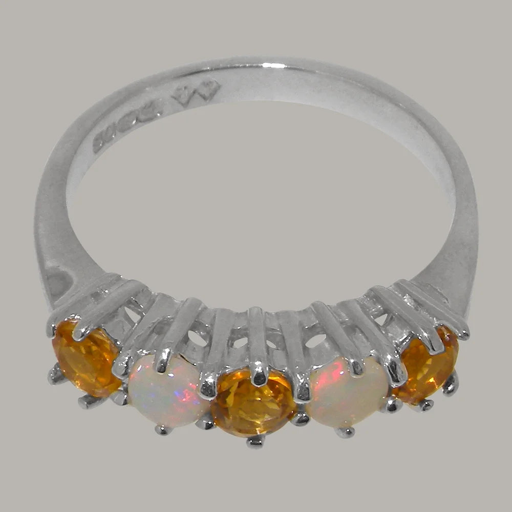 Sterling Silver Citrine & Opal Eternity Ring Size 10 Z382002
