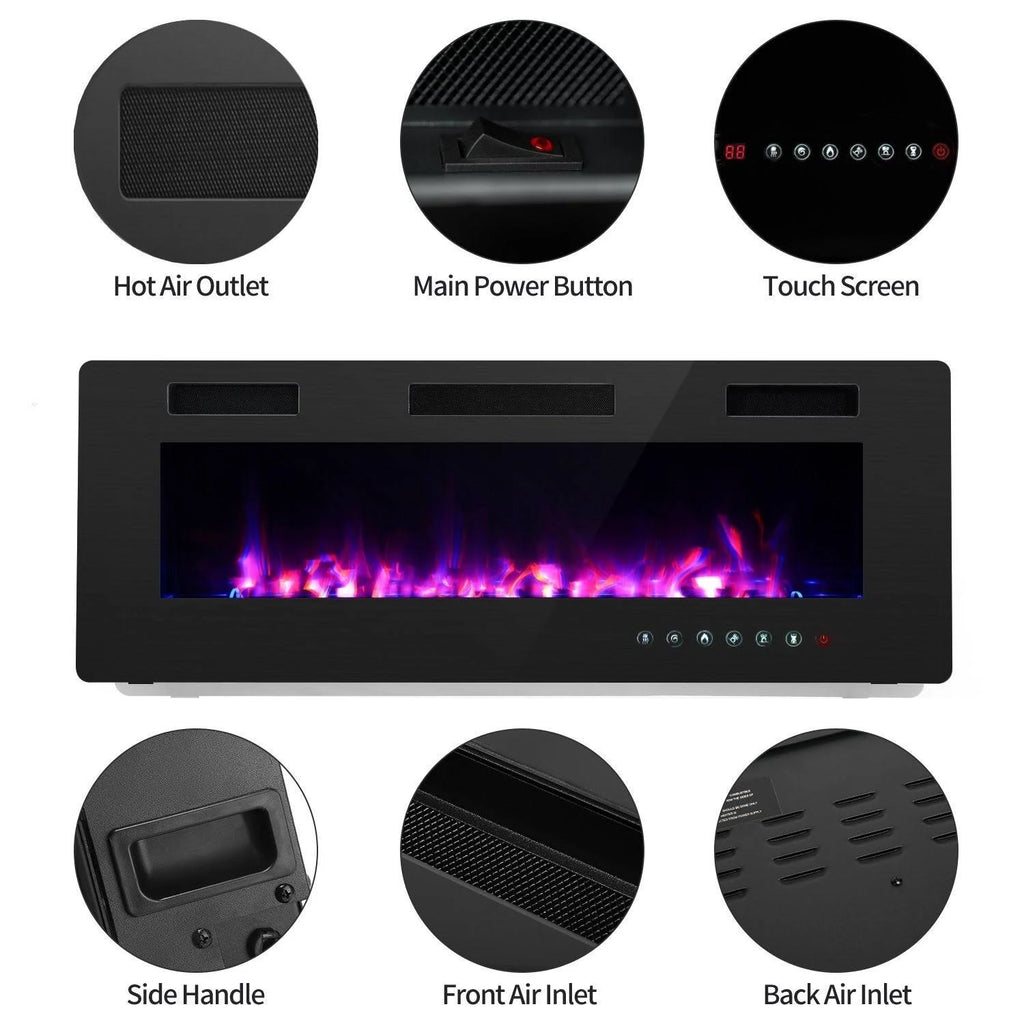 42-Inch Wall-Mounted Electric Fireplace Insert, Black R954303