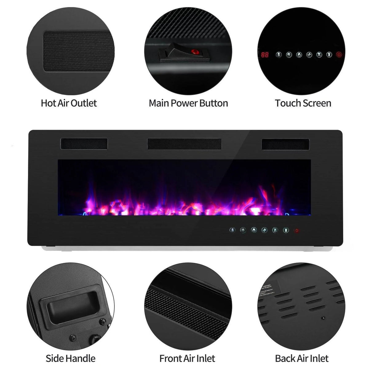 42-Inch Wall-Mounted Electric Fireplace Insert, Black R954303