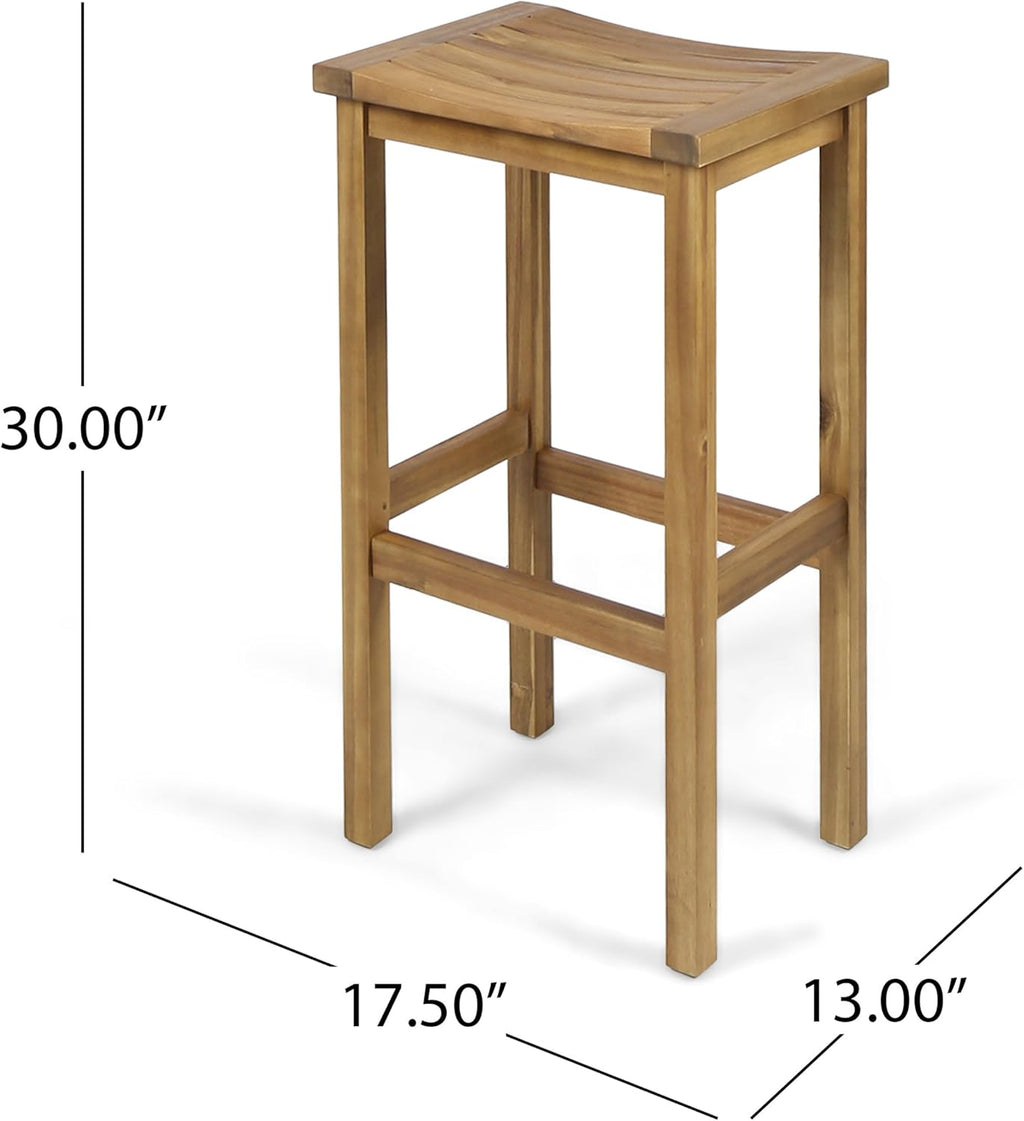 2-Pcs Set Acacia Wood Barstools Q886135