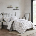 Full White/ Charcoal Reversible Complete Bedding Set with Cotton Sheet C2014