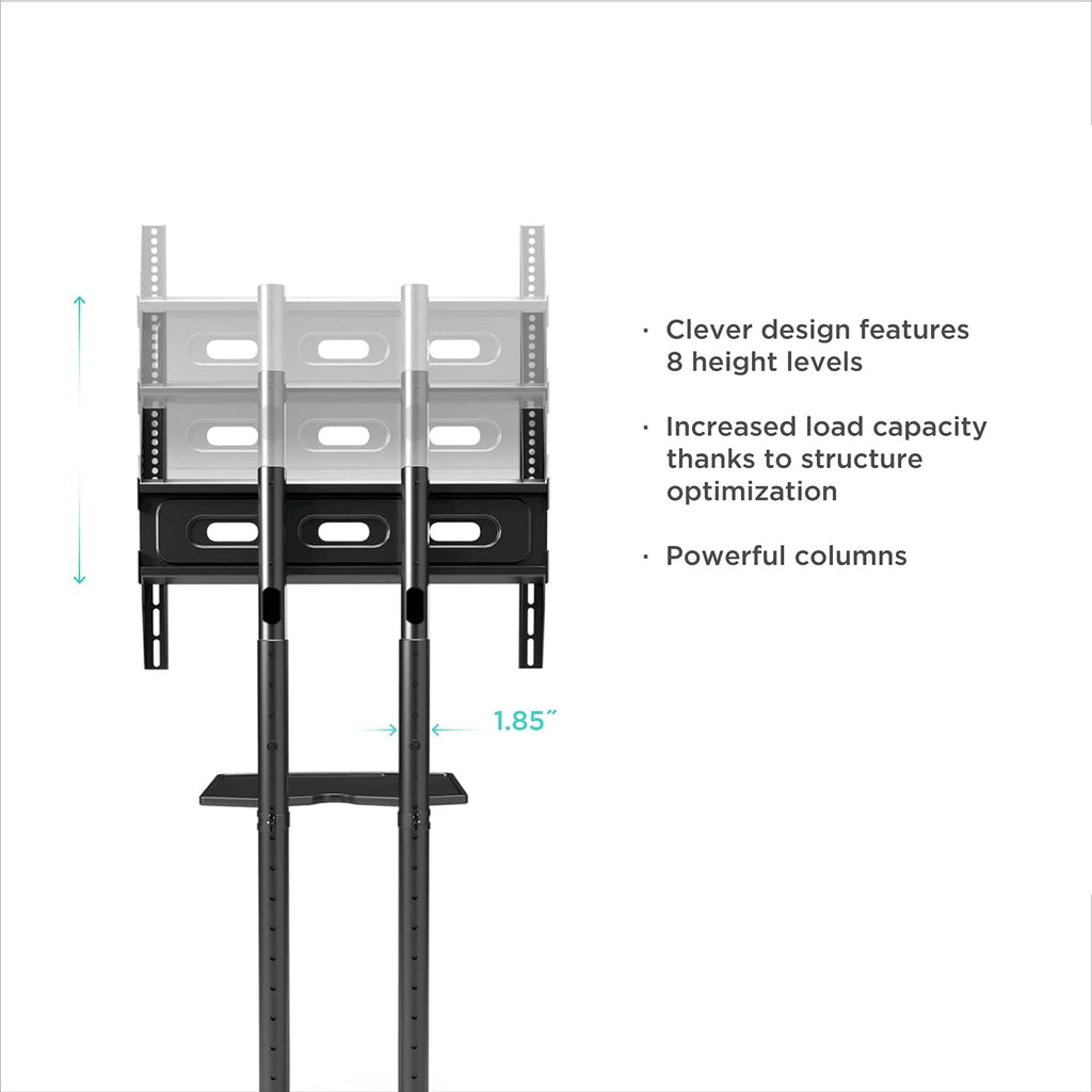 Mobile TV Stand Rolling TV Cart for 40 to 65 Inch LCD LED TV Screens with Wheels Shelves U43837