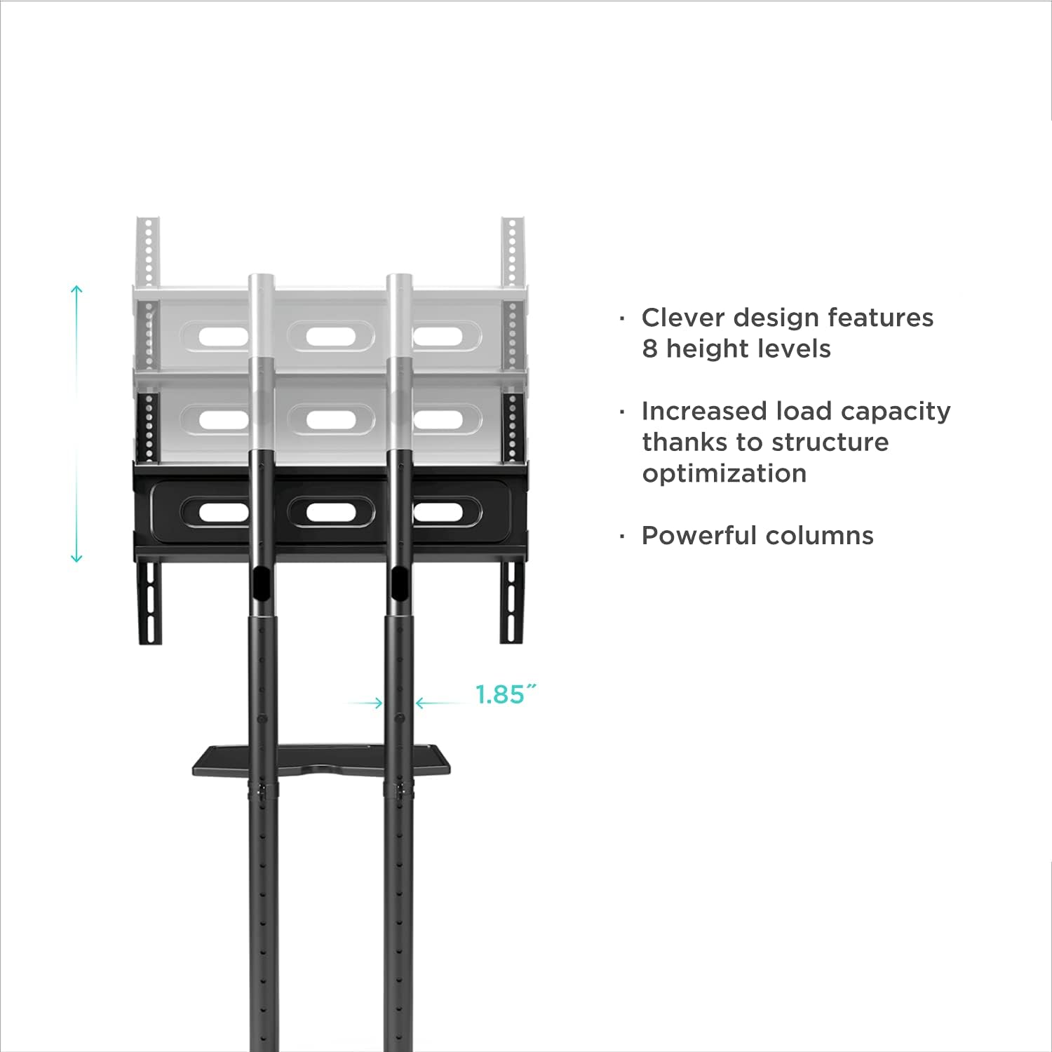Mobile TV Stand Rolling TV Cart for 40 to 65 Inch LCD LED TV Screens with Wheels Shelves U43837