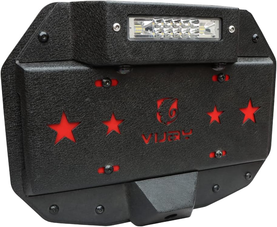 Spare Tire Delete License Plate Relocation Kit with Third Brake Light and Rear Camera Mounting Holes T1947