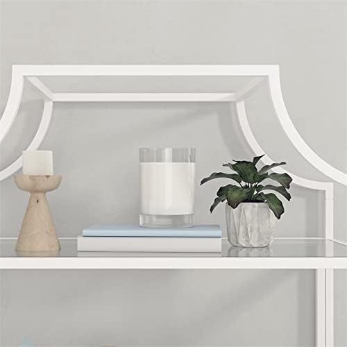 5 Shelf Metal Framed Glass Bookcase in Flat White W5237
