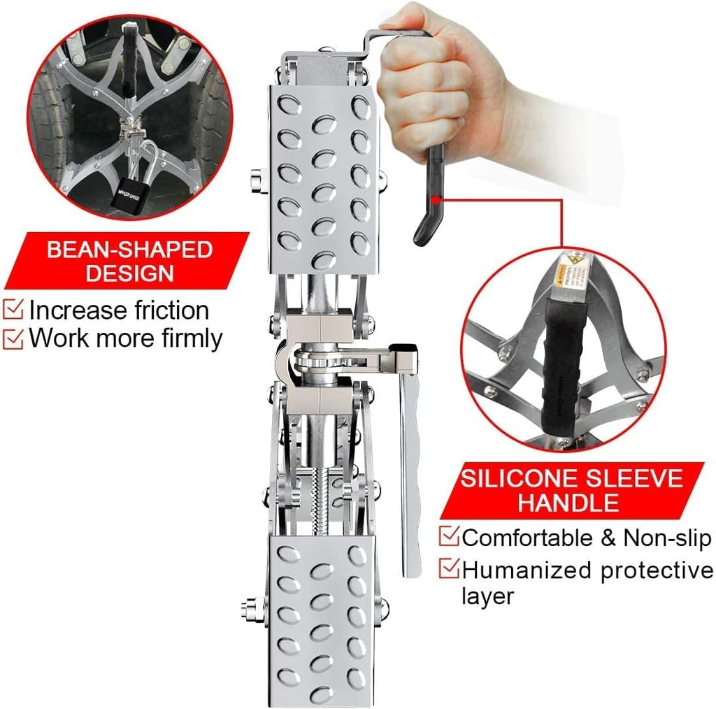 2 Sets 8'' to 17'' Wheel Chocks Stabilizer with Wrench and Code Lock C555