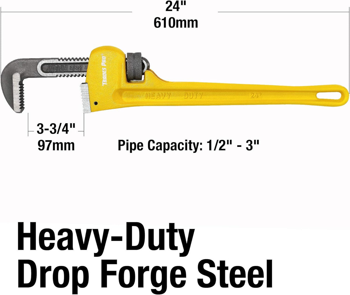 14-Inch Heavy Duty Pipe Wrench, Yellow - Pack of 2 N556305