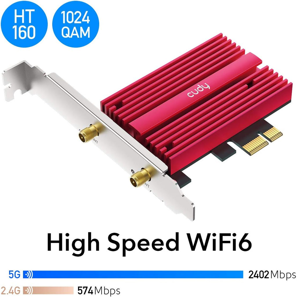 AX5400 WiFi 6 PCIe Card, Bluetooth 5.0 PCIe Adapter, Pack of 2 R462