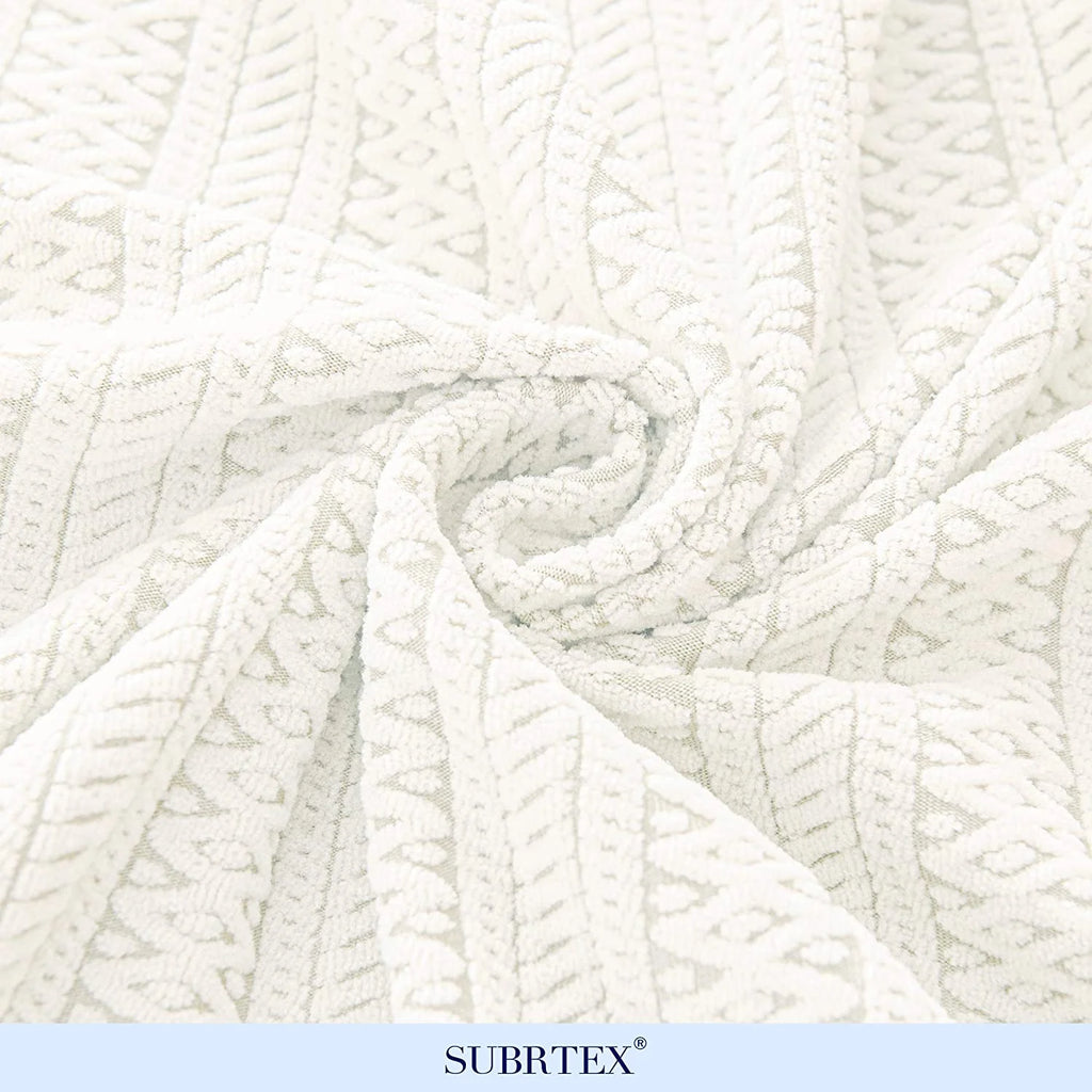 White Striped Polyester 2-Piece Slipcovers J330