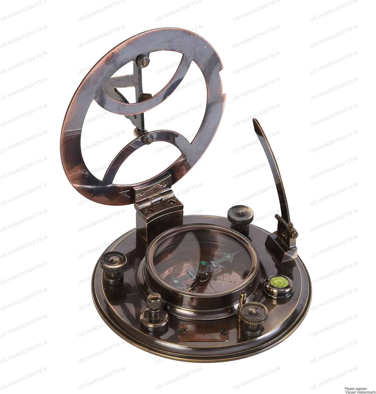 Sundial Compass with Black Wooden Case Brass Sundial V81550