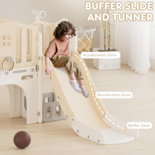 Blue 8 in 1 Toddler Slide with Basketball Hoop and Ball N1122