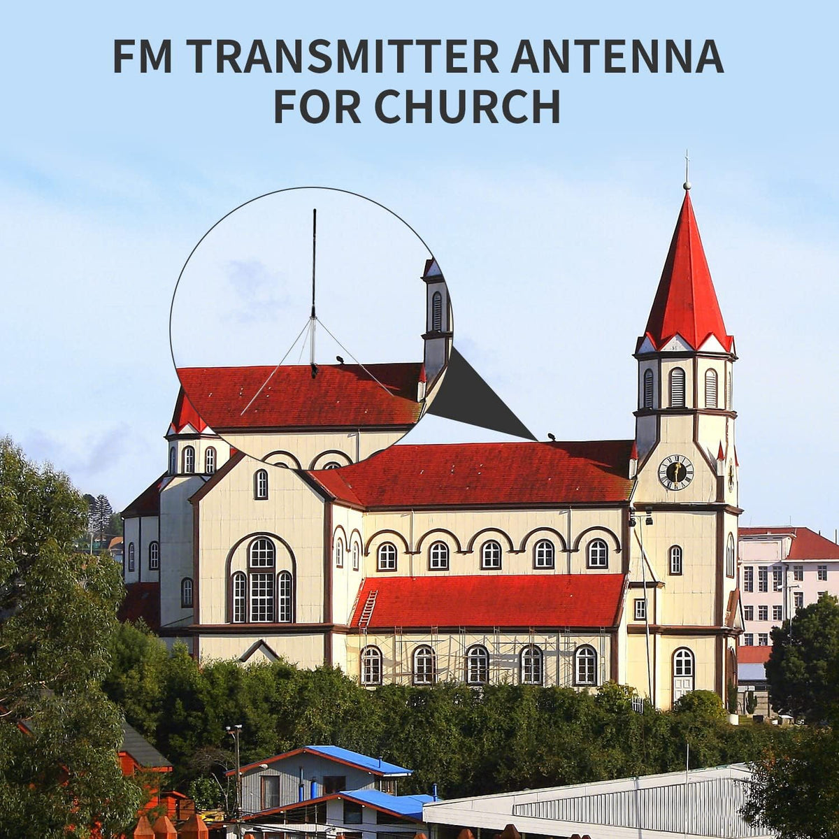1/4 Wave Outdoor FM Broadcast Antenna with 8M Cable A90399