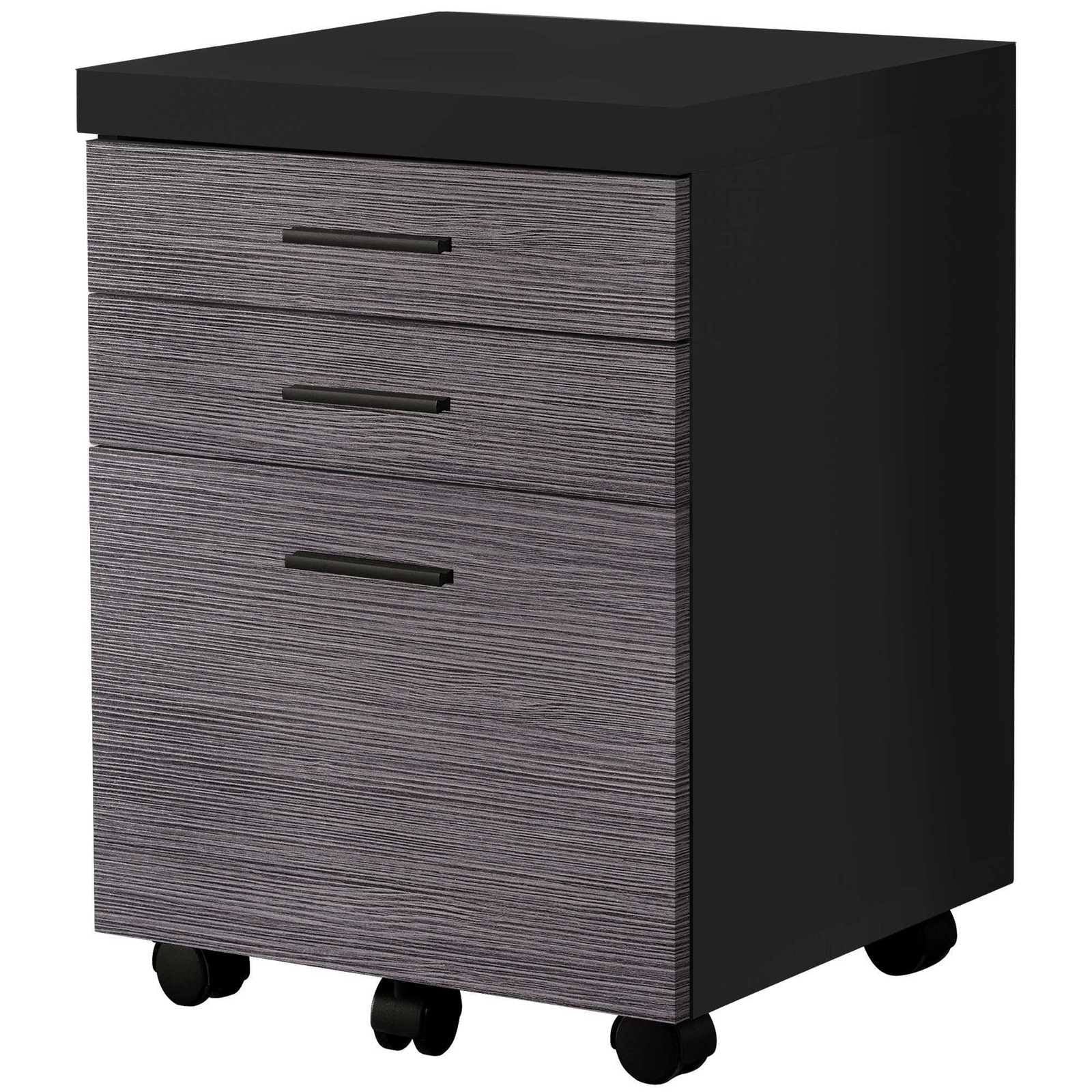 Black Grey 3 Drawers Filing Cabinet I712835