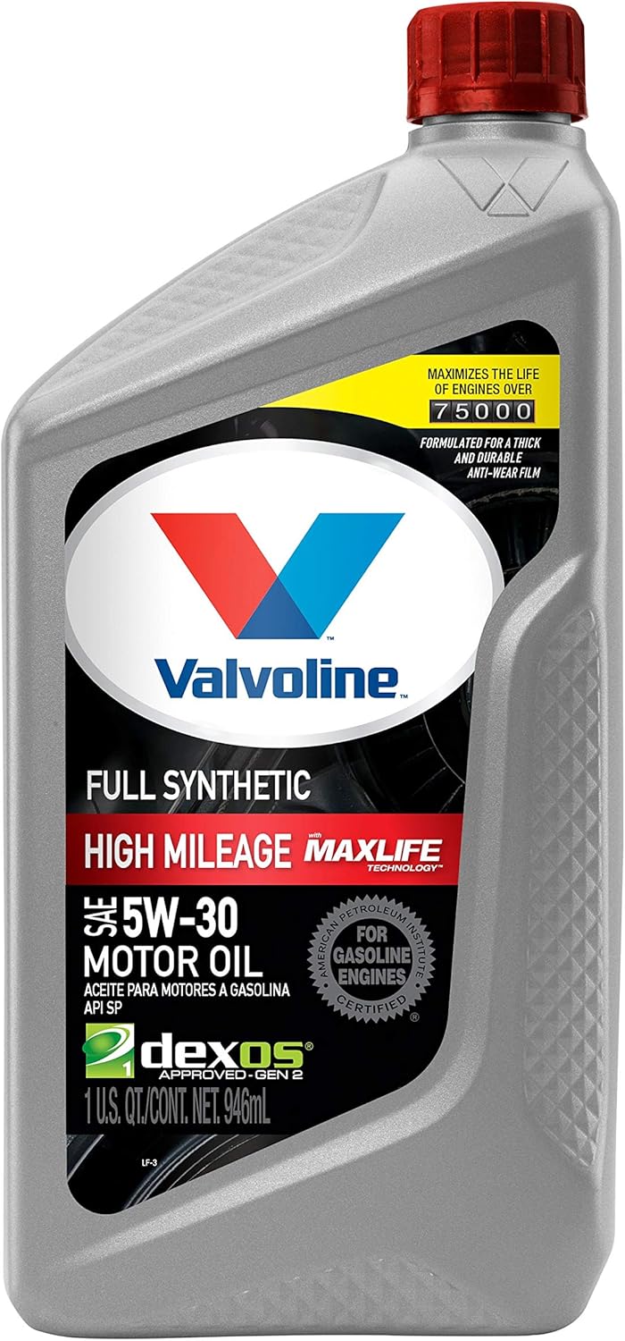 Full Synthetic High Mileage SAE 5W-30 Motor Oil 1 QT Case of 6 Pack of 2 I30546