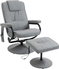 Gray Faux Leather Swivel Massage Recliner Chair and Ottoman Set J906911