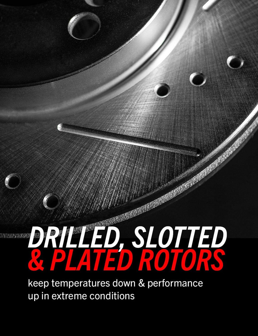 Front Z26 Carbon Fiber Brake Pads with Drilled & Slotted Brake Rotors Kit Pack of 2 Q886