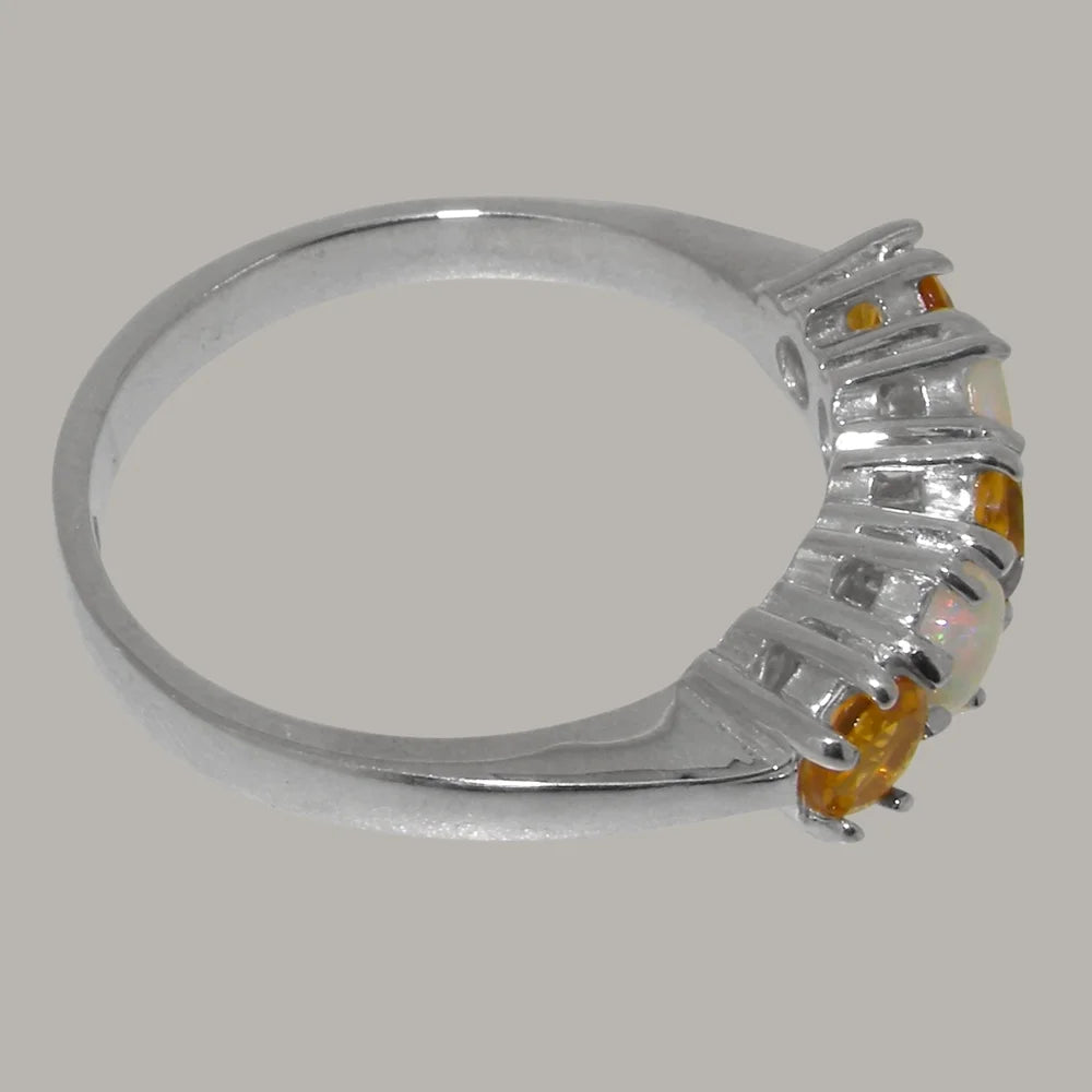 Sterling Silver Citrine & Opal Eternity Ring Size 10 Z382002