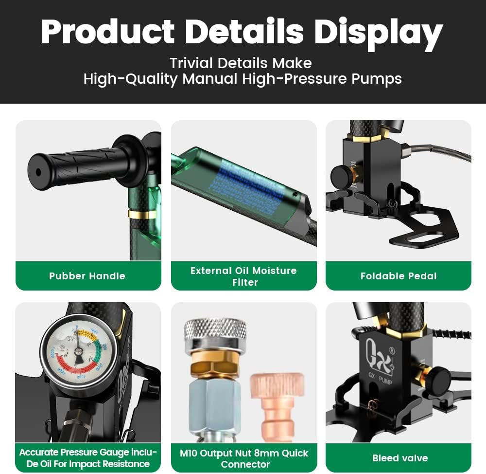 Stainless Steel High Pressure PCP Hand Pump with Moisture- Oil Filter R401