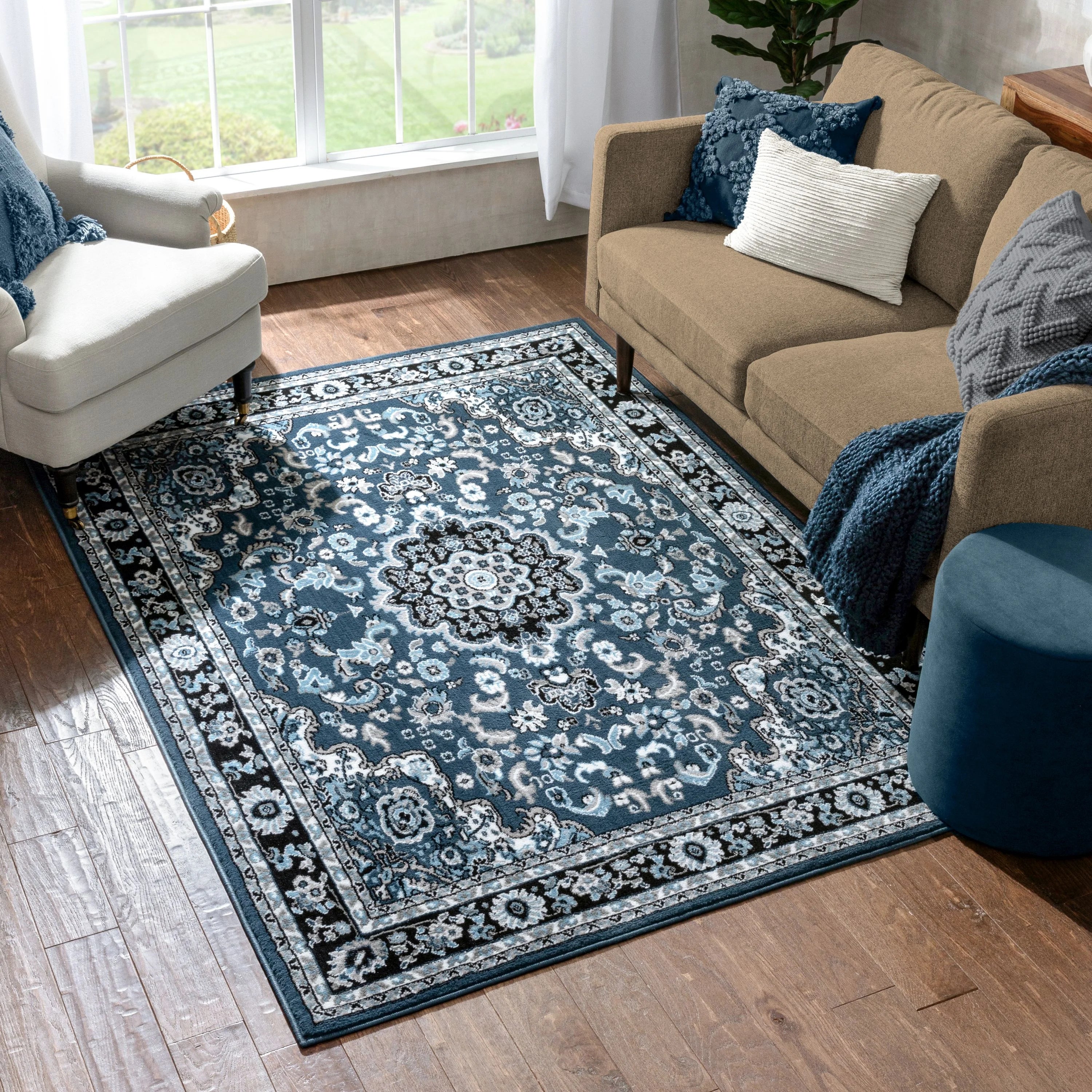 Persian Blue Traditional Medallion Area Rug X34699