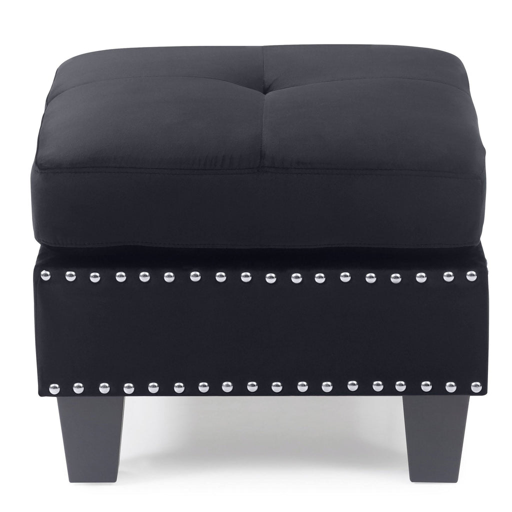 Navy Blue Tufted Velvet Ottoman I4643