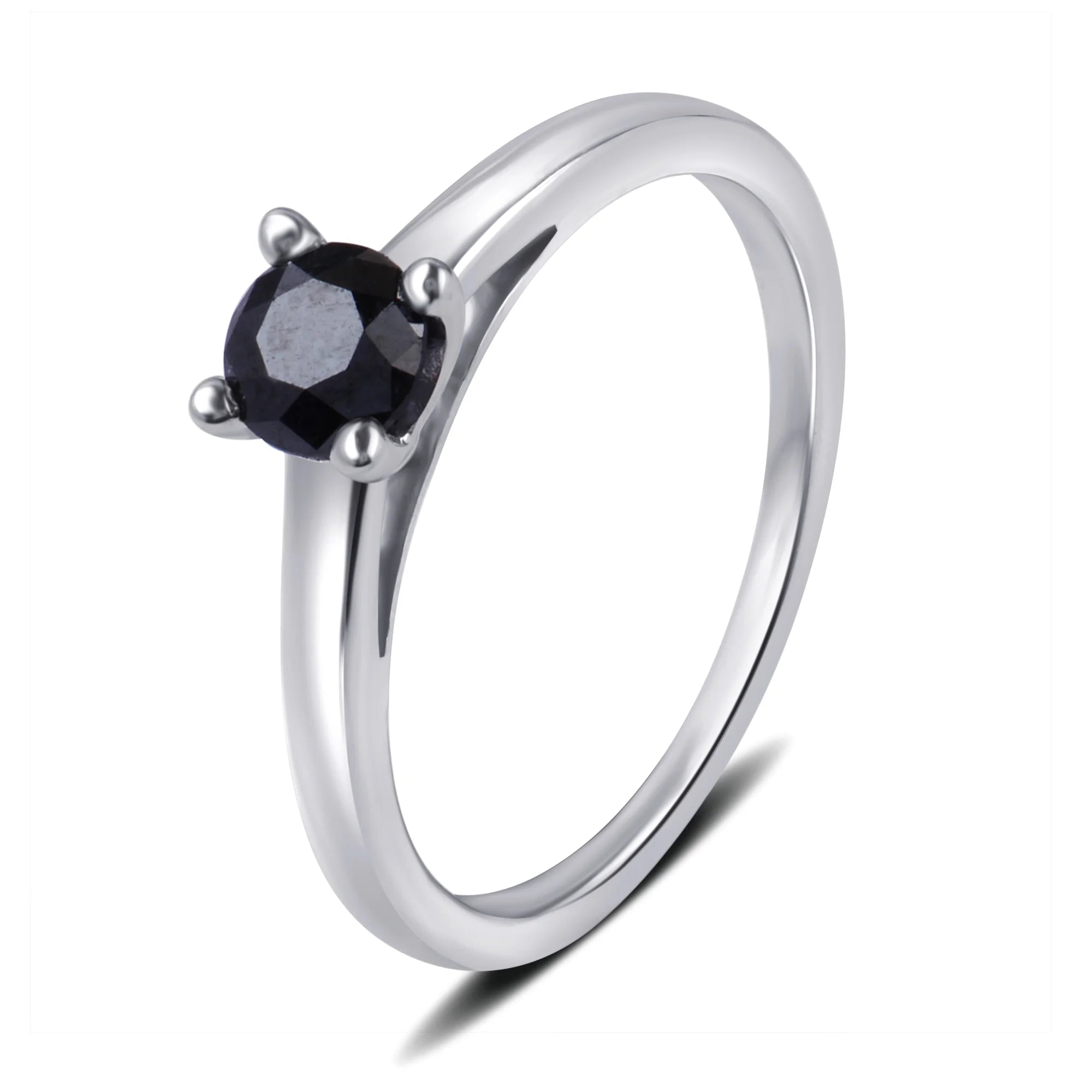Black Diamond Solitaire Ring in Sterling Silver U705365