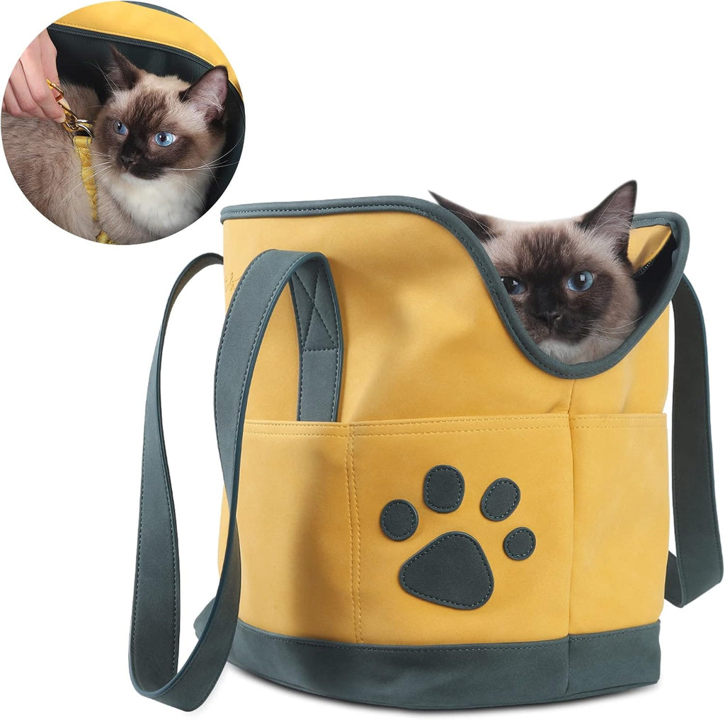 Yellow Leather Small Pet Carrier B6040