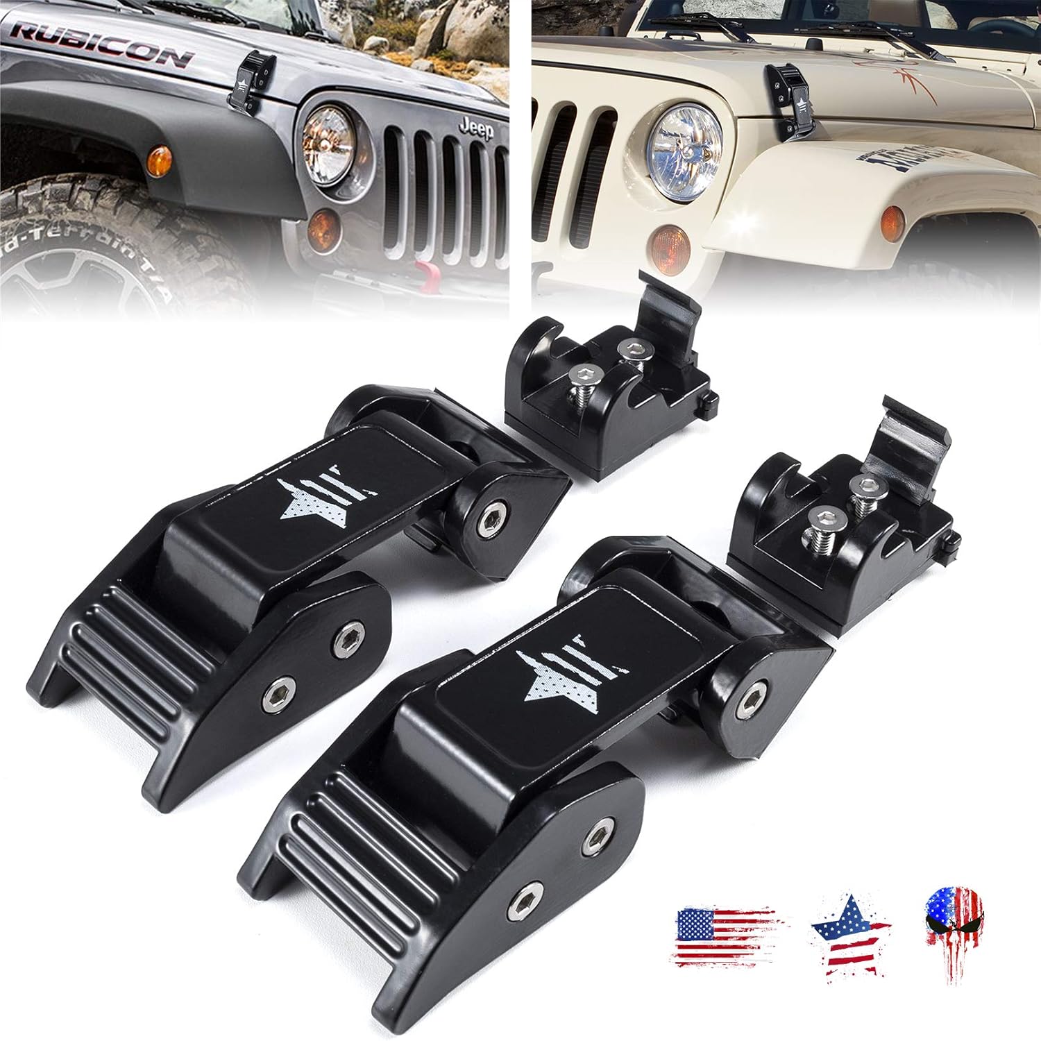 Hood Latches for Jeep Wrangler TJ 1997-2006 (Texture Black) M56683
