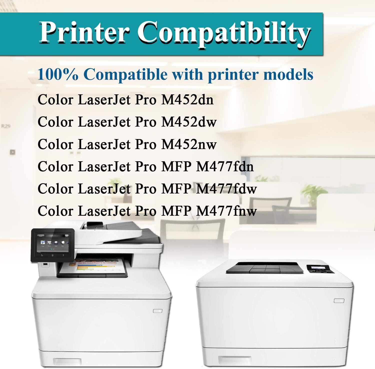 Black Toner Cartridge for HP Color Pro MFP M477fdn M477fdw M477fnw Pro M452dn M452dw M452nw Printer D1481