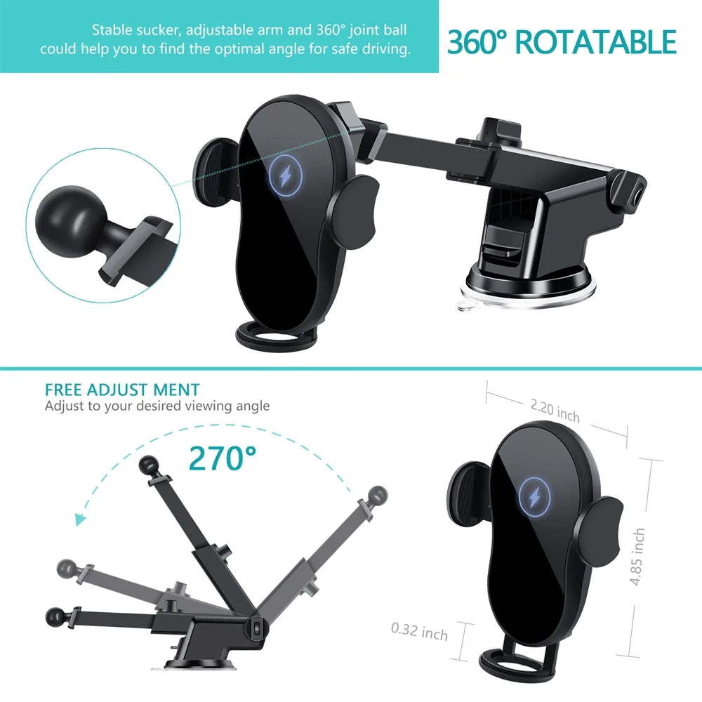Wireless Car Charger Mount for iPhone 14/13/12/11/X/8 Series U19051