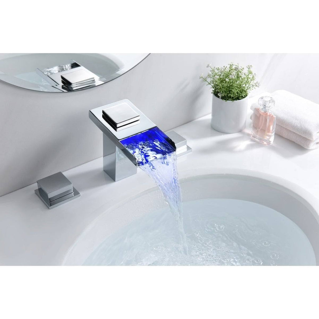 Chrome 8-Inch LED Widespread Bathroom Sink Faucet L35624