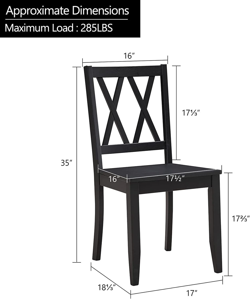 Black Rubberwood Cross Back Dining Chairs Set of 2 Z7495