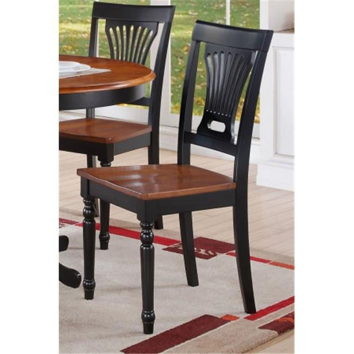 Black & Cherry Wood Seat Dining Chair Pack of 2 V520626