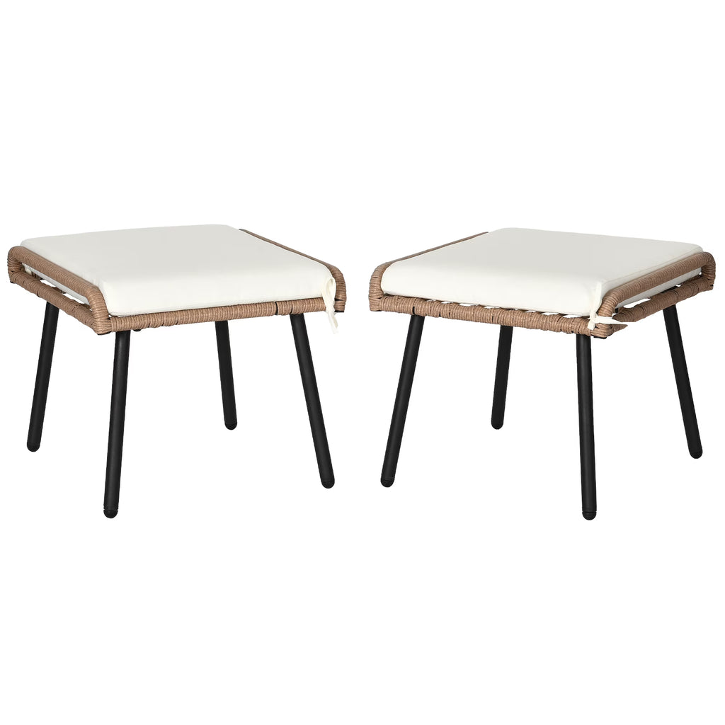 Beige Set of 2 Patio Ottoman with Cushion F899675