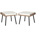 Beige Set of 2 Patio Ottoman with Cushion F899675