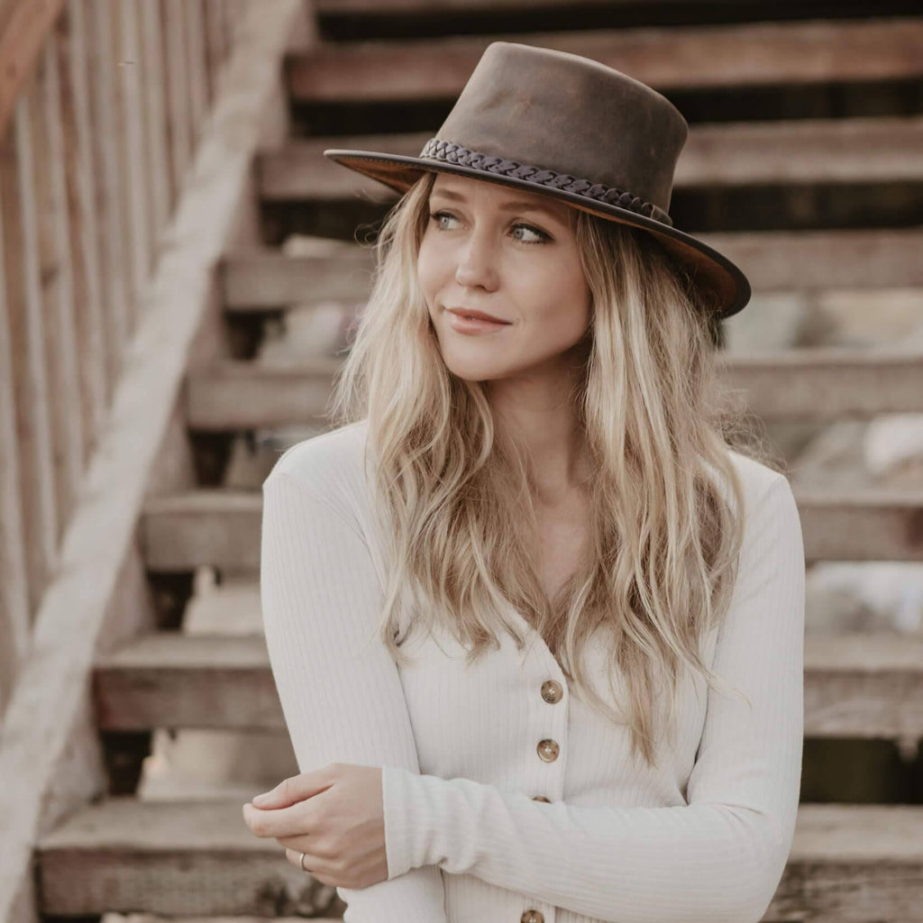 Copper Leather Hat I398