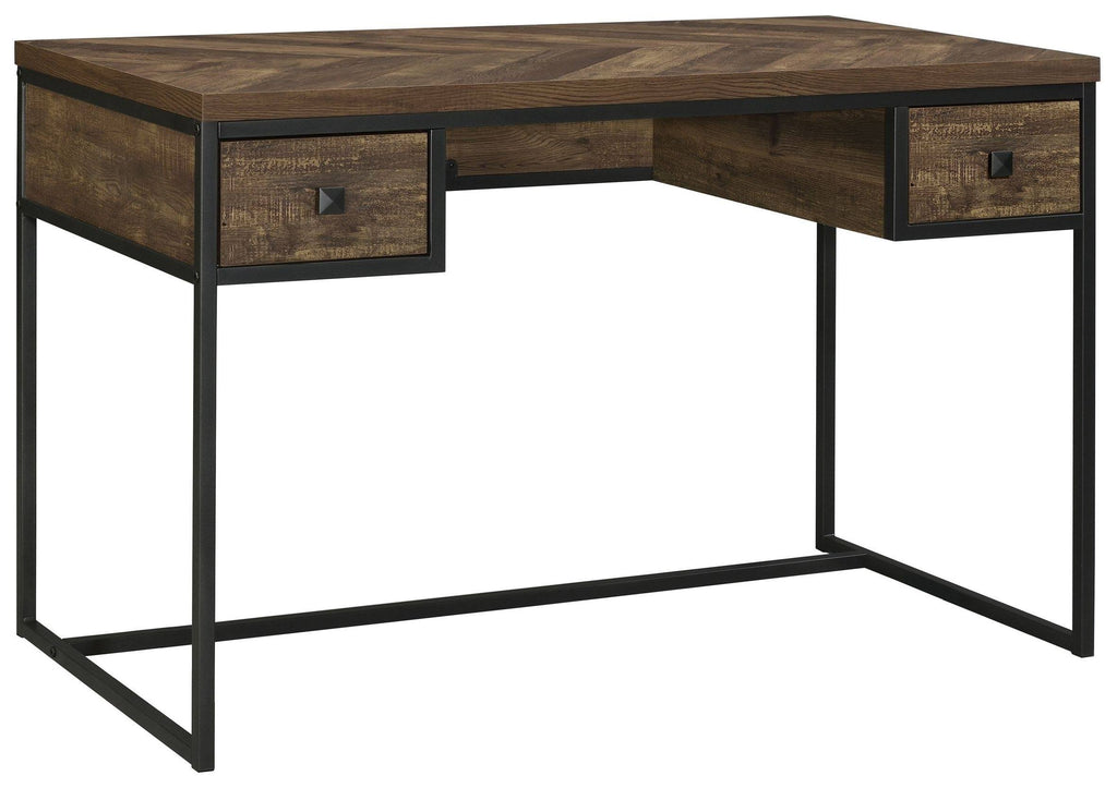 Rustic Oak Herringbone Writing Desk V50152