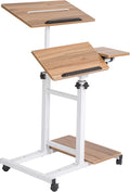 Oak Height Adjustable Standing Desk with Carpet Wheels E85226