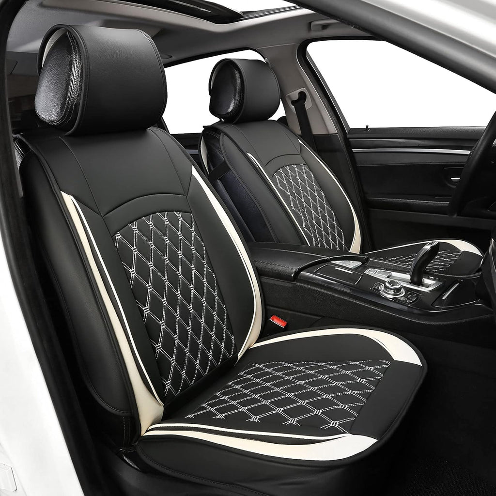 5 Car Seat Covers Black and Blue Leather Full Seat with 2 Car Backseat Storage Waterproof F71152