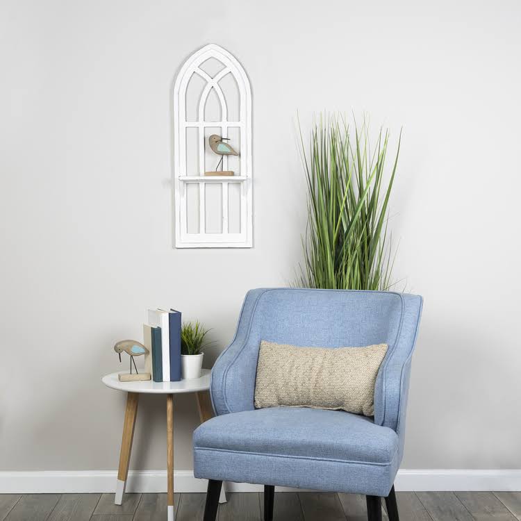 Distressed Window Arch with Shelf Wall Decor V744