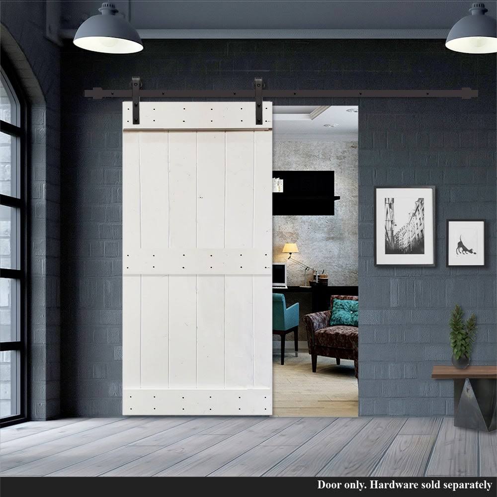 White Stained 2 Panel Solid Knotty Pine Wood Barn Door T970364