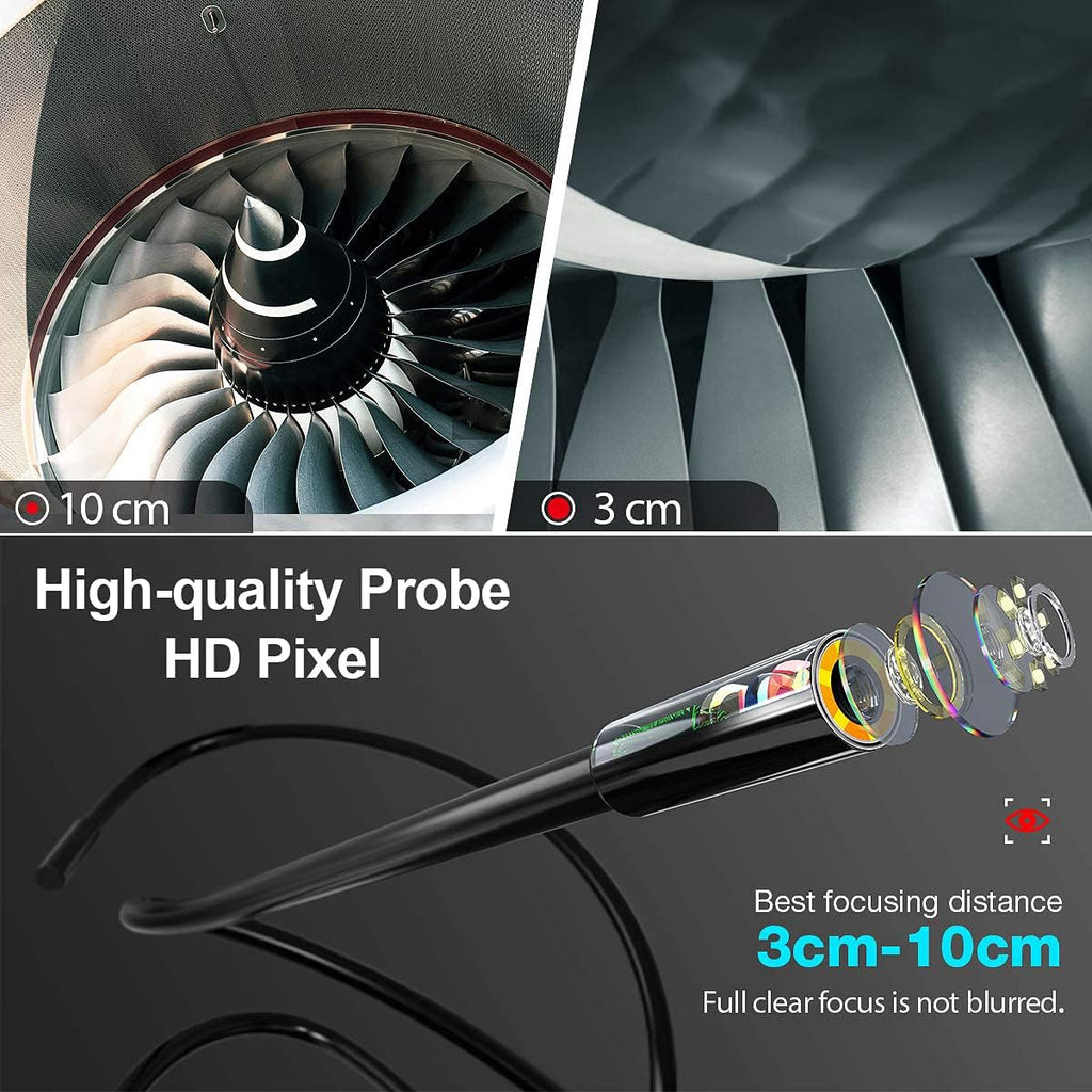 Industrial Endoscope 33FT, IP67 Waterproof 4.3 LCD Screen HD Snake Camera with 6 LED Lights, Semi-Rigid Cable V84395
