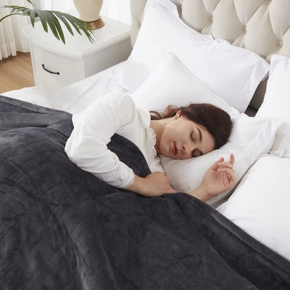 King Size Flannel Heated Blanket with 10 Heat Settings, Charcoal Grey G9199