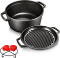 Pre-Seasoned Cast Iron 5.5qt Dutch Oven With Skillet Lid Set V640070