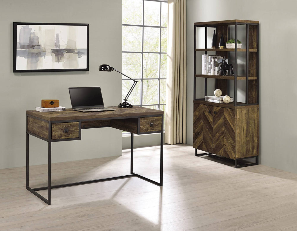 Rustic Oak Herringbone Writing Desk V50152