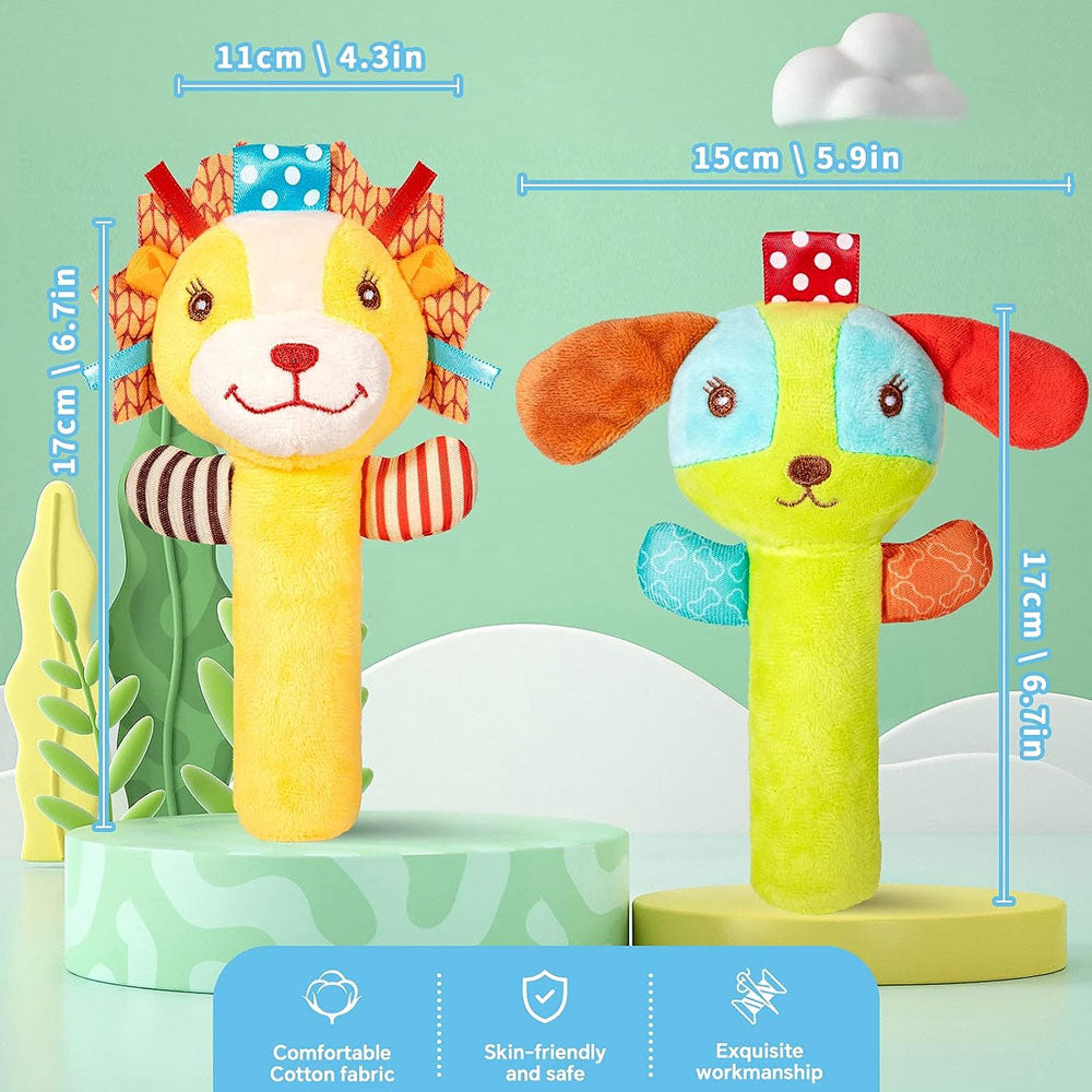3 Pack Baby Rattles Toys Soft Rattle Sensory Toys Stuffed Animals Hand Grip Set I9845