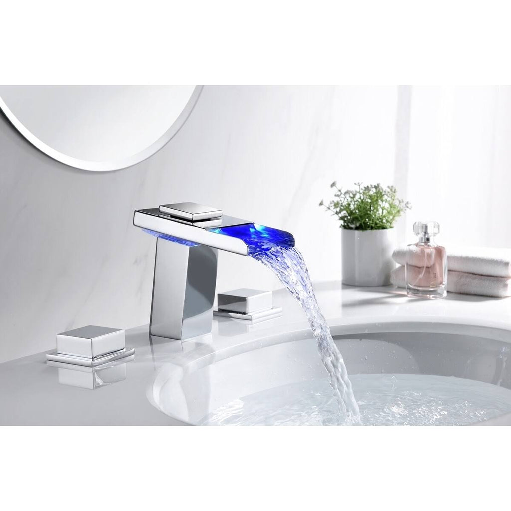 Chrome 8-Inch LED Widespread Bathroom Sink Faucet L35624